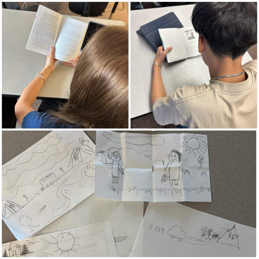 In Ms. Jesinski's 8th-grade class, students are studying how authors create impactful settings and illustrating examples from different writers.